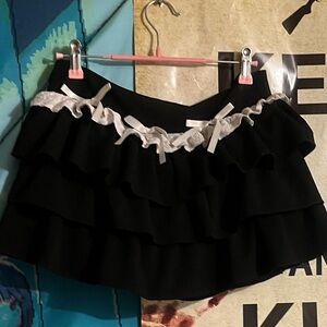 Black Ruffled Skirt with White Accents